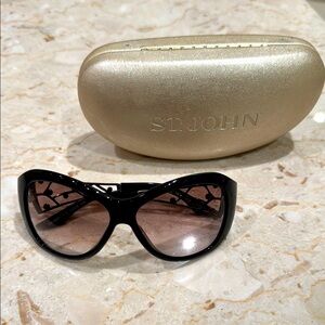 St. John Black Sunglasses with Gold Case